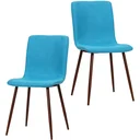 2er-Set Esszimmerstuhl Küchenstuhl Polsterstuhl Wohnzimmerstuhl Leinenbezug Metallfuß Blau 43 x 56,5 x 85 cm