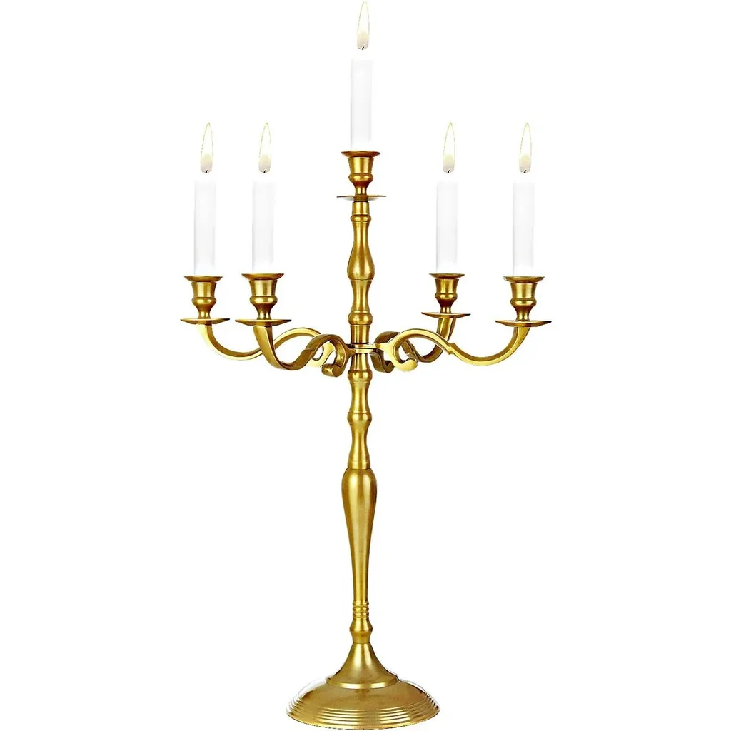 Kerzenleuchter 5-armig 78cm Aluminium vernickelt gold