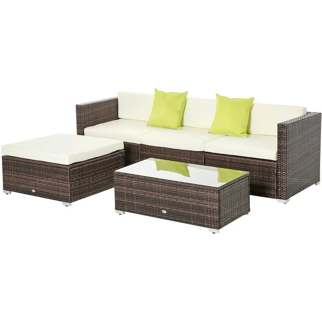 Gartenmöbel Lounge Set 5-teilig mit Beistelltisch Rattanlook