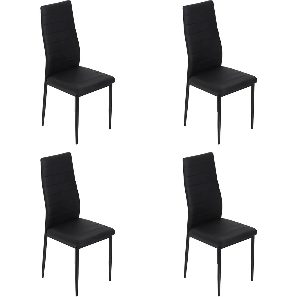 4er-Set Esszimmerstuhl Küchenstuhl Luxus Polsterstuhl Hochlehner Kunstleder + Metall Schwarz 51 x 41 x 97 cm