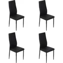 4er-Set Esszimmerstuhl Küchenstuhl Luxus Polsterstuhl Hochlehner Kunstleder + Metall Schwarz 51 x 41 x 97 cm