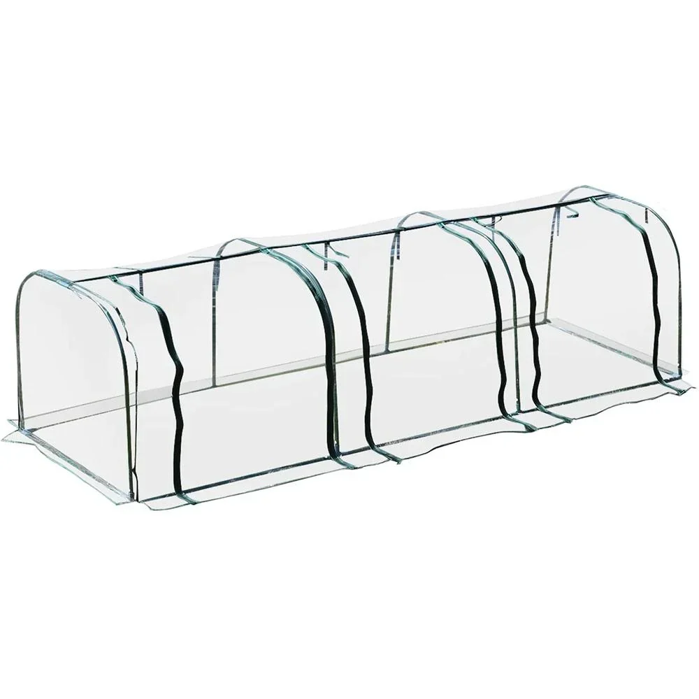 Folientunnel mit 3 Türen transparent/dunkelgrün