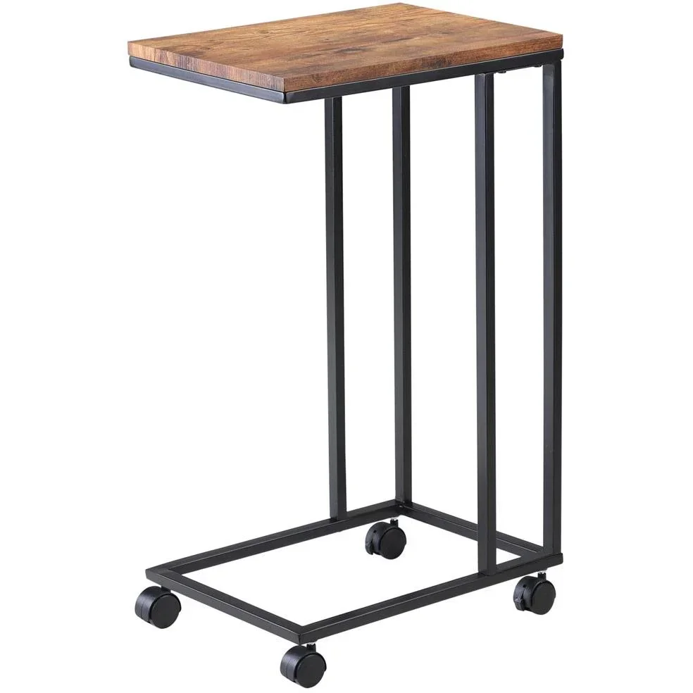 Beistelltisch - auf Rädern - Industrial - 70 x 40 x 30 cm - Schwarz/Braun