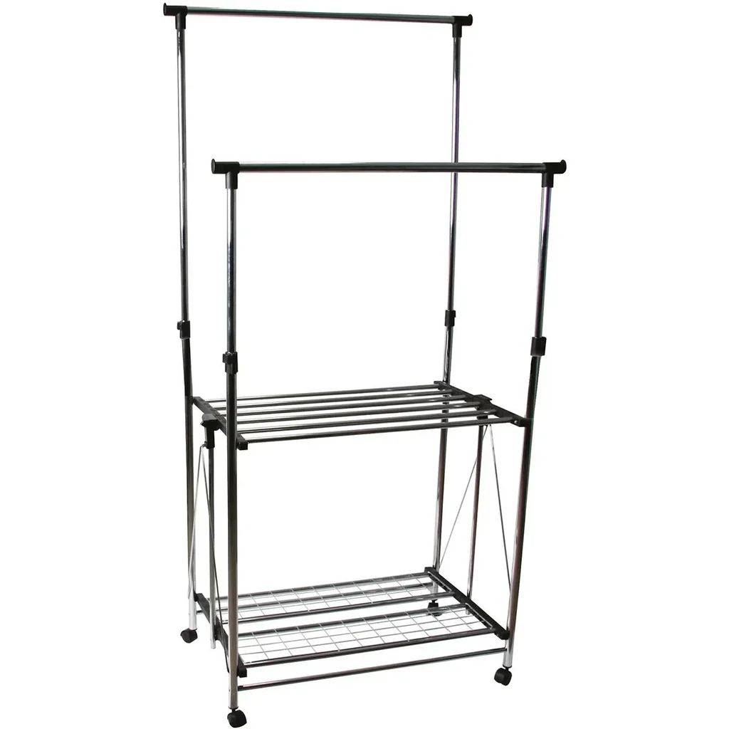 Doppelter Kleiderständer auf Rädern