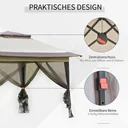 Pavillon, Pergola mit einstellbarem Stoffdach, Partyzelt, Überdachung, Polyester, Beige, 300 x 280 x 238 cm
