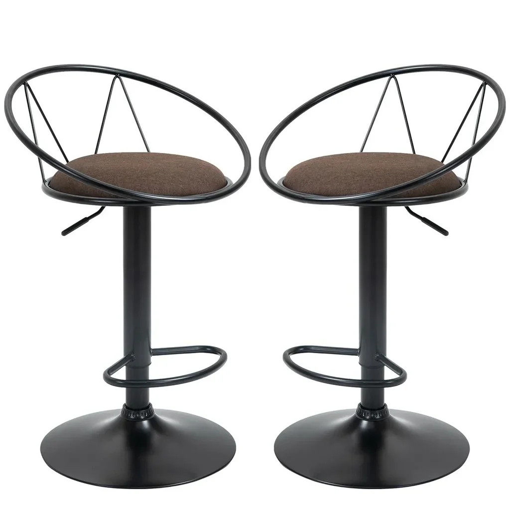 2er-Set Barhocker Drehstühle Barstühle Arbeitshocker Bürohocker Verstellbare Höhe 360° schwenkbar mit rutschfesten Gummi
