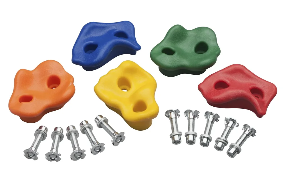 Klettergriffe bunt 5 Stück in der Größe M zur Befestigung mit 2 Löchern