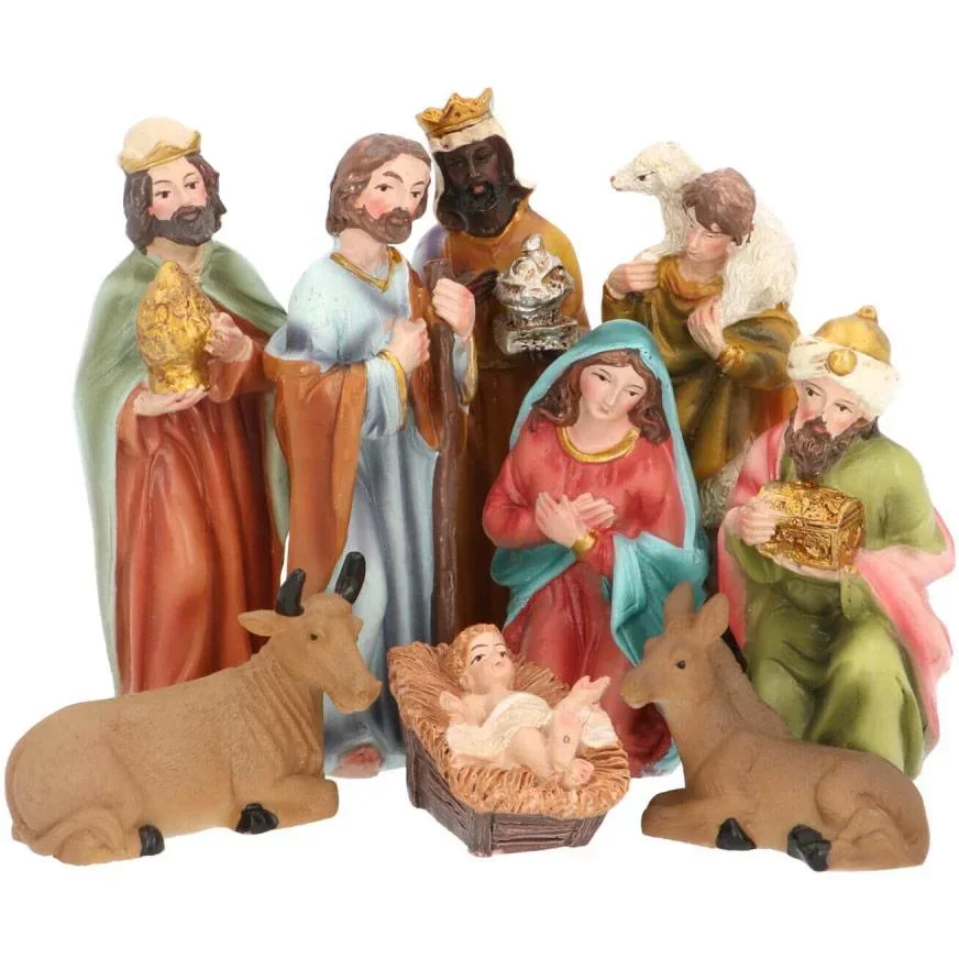 Krippenfiguren - Weihnachtsfiguren für die Krippe - Set mit 9 Stück