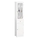 Badezimmerschrank, Badschrank, Vitrine, Küchenschrank mit Schublade, Regale, MDF, Acryl, 40 x 27 x 171,5 cm, Weiß
