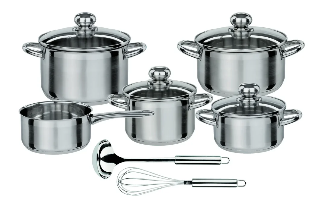 Kochtopfset, 11-teilig Silver Star mit Schöpflöffel und Schneebesen