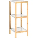 Badezimmerschrank - Bambus - 3 Einlegeböden - 80 x 34 x 33cm - Weiß