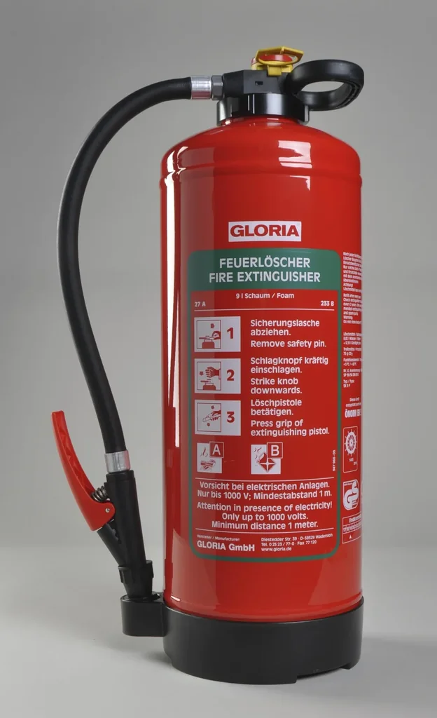 Feuerlöscher SK 9 Pro, 9 Liter Schaumlöscher, 27A, 233B, Schlagknopf