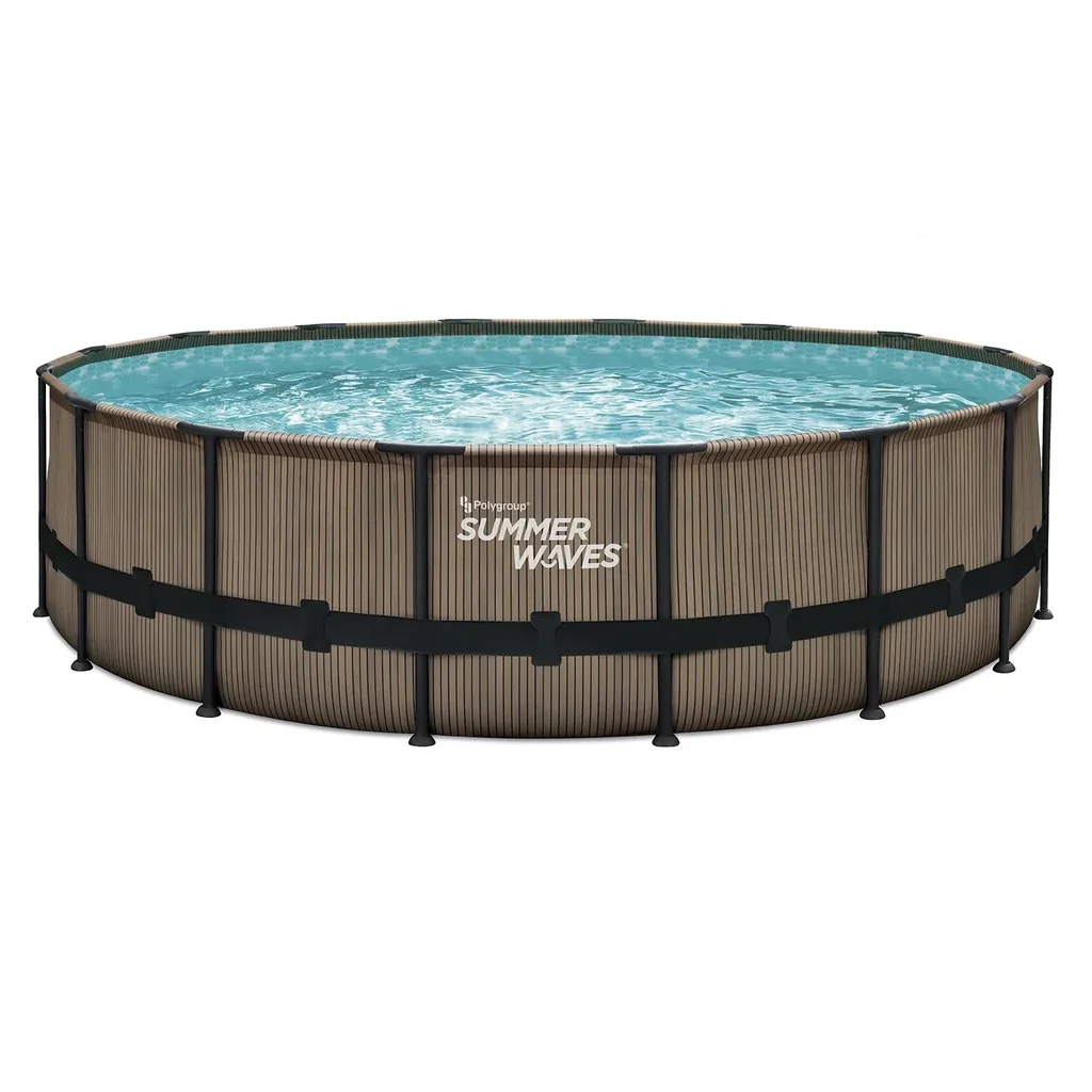 Elite Frame Pool Ø488 x 122 cm, Teak-Optik