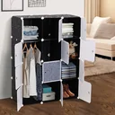 Kleiderschrank DIY Garderobe Regalsystem Steckregal Würfel Garderobenschrank mit Kleiderstange 2 + 6 Fächer