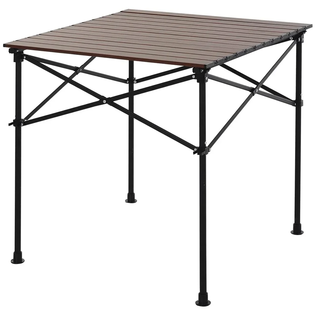Campingtisch mit Holzmaserung dunkelbraun