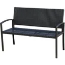 Polyrattan Gartenbank Sitzbank 2-Sitzer Stahl Schwarz