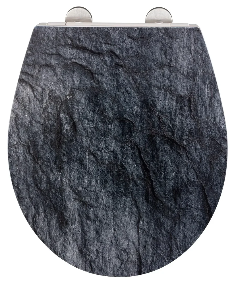 Premium WC-Sitz Slate Rock mit Relief, aus antibakteriellem Duroplast, mit Absenkautomatik