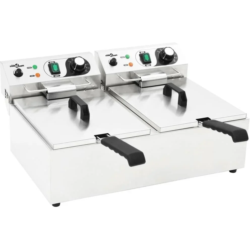 Elektro-Fritteuse doppelt 6000 W 20 L Edelstahl