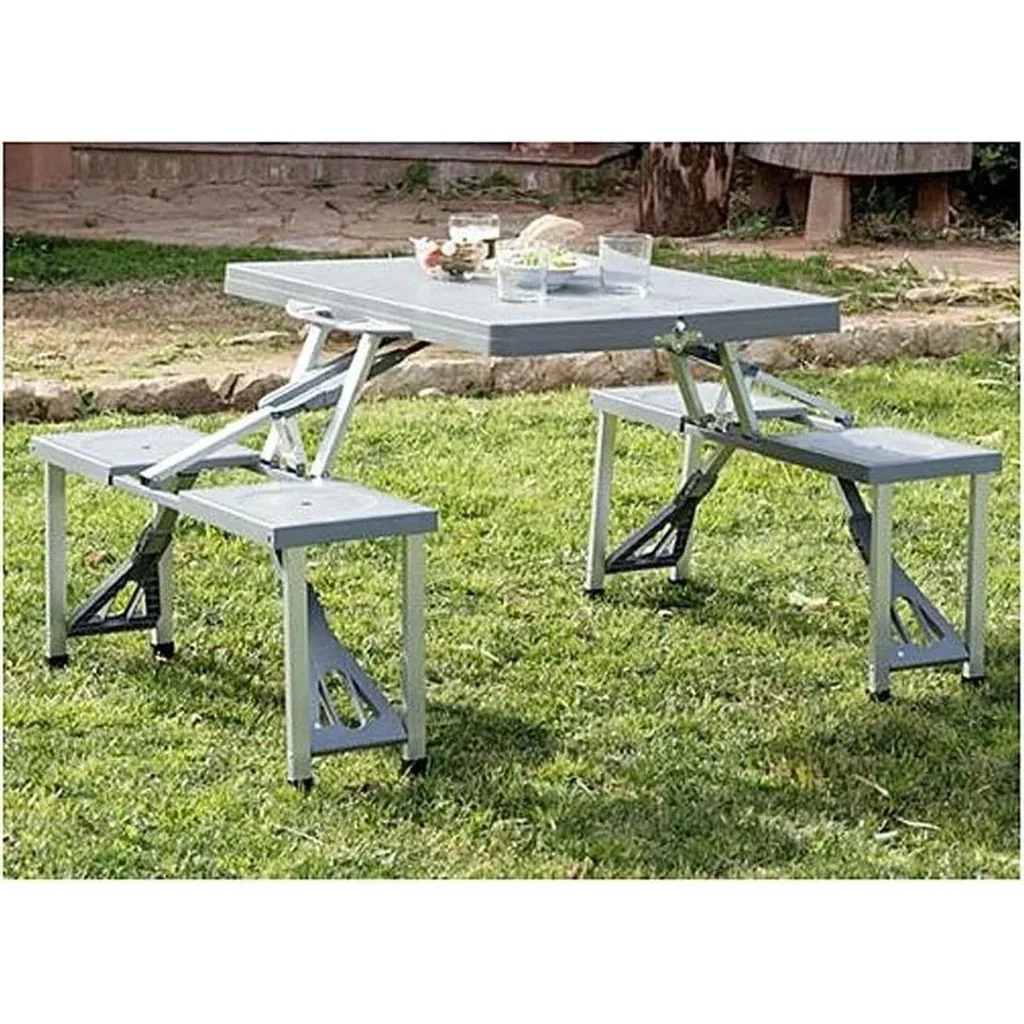 Zusammenklappbarer Picknicktisch - 84cm x 66cm x 134cm - Grau