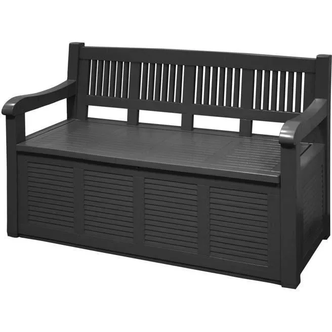 NL Pro Gartenbank mit Aufbewahrungsbox / Kissenaufbewahrungsbank -130x60x85cm -Schwarz