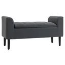 Sitzbank mit Stauraum Polsterbank belastbar bis 130 kg Leinen-Touch Gummiholz Dunkelgrau 116 x 44 x 58 cm
