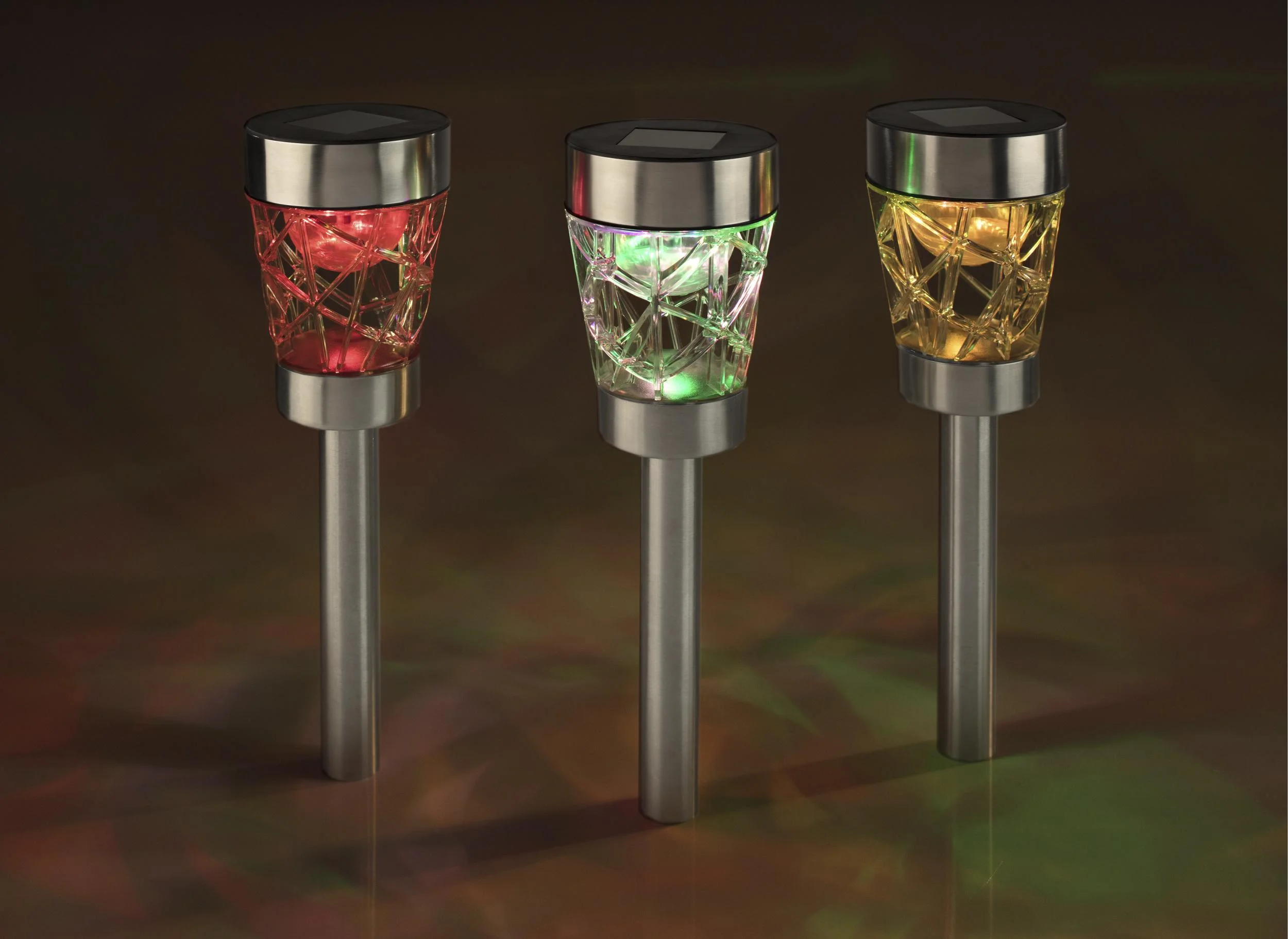 Rotierende Solar Leuchte mit Farbwechsel - 3er Set