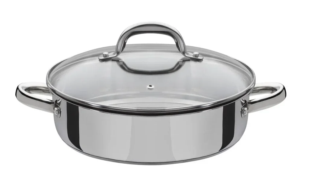 Brat- und Servierpfanne mit Glasdeckel "Montreal", Edelstahl, 24 cm, 2,8 Liter