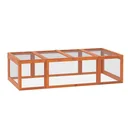 Zwergkaninchenstall mit Freilaufgehege, Kleintierstall, Massivholz, Multifunktional, Orange, 180 x 90 x 48 cm