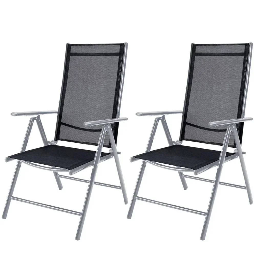 Gartenstühle 2er-Set mit hoher Rückenlehne aus Aluminium Bern - silber