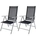 Gartenstühle 2er-Set mit hoher Rückenlehne aus Aluminium Bern - silber