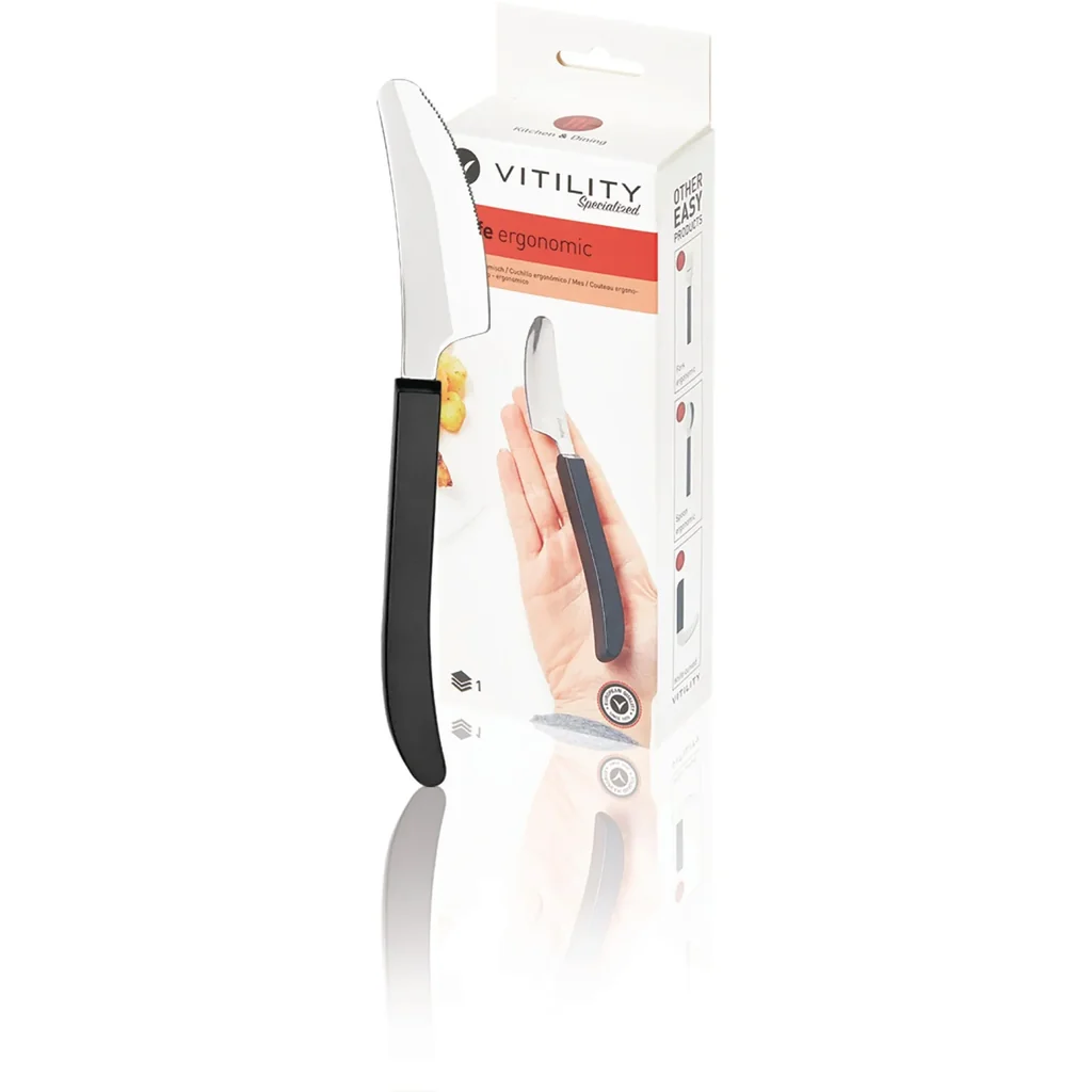 Besteck - Messer Ergonomisch Schwarz/Aluminium