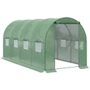 Foliengewächshaus begehbares Gewächshaus 4 x 2 m Polytunnel Folientunnel Treibhaus Frostschutz Stahlrohr Dunkelgrün