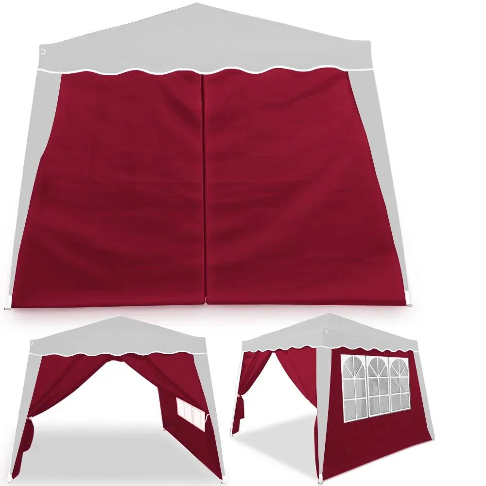 2x Seitenwand-Faltpavillon Capri rot 3x3m