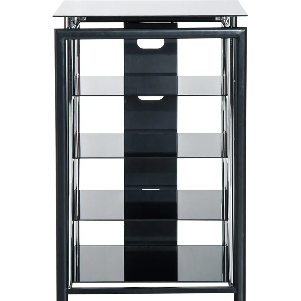 HiFi Rack Mediaständer 3 Fächer Metall Hartglas Schwarz