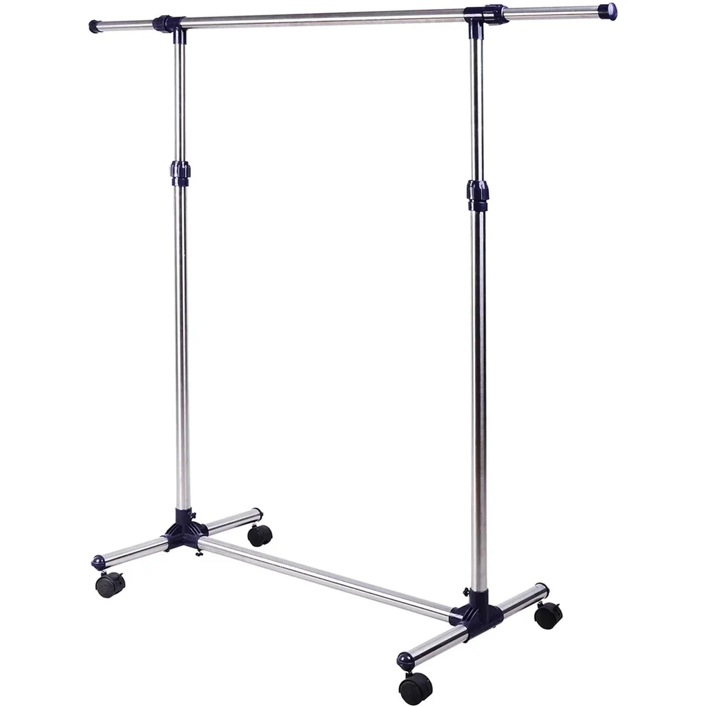 Garderobenständer Edelstahl Kleiderständer rollbar Breite und Höhe verstellbar