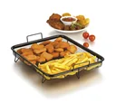 Heißluft-Grillkorb, XXL, antihaftbeschichtet, Schwarz, 33 x 28 x 5 cm