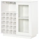 Weinschrank mit Glasvitrine und Weinglashalter Weiß