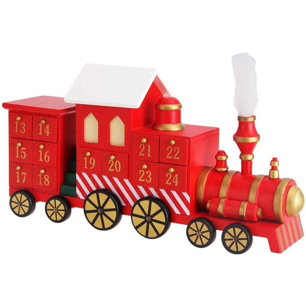 Adventskalender-Lokomotive mit Schubladen zum Selbstbefüllen