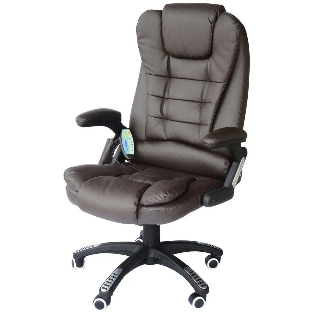 Massage-Chefsessel mit Wärmefunktion Gaming Stuhl drehbar braun
