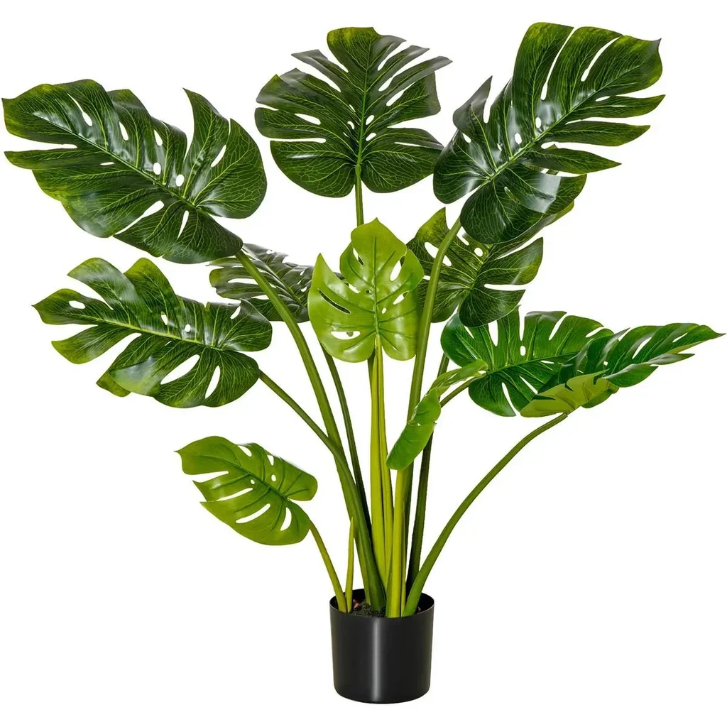 künstliche Pflanzen 110 cm künstlicher Monstera Kunstpflanze Zimmerpflanze Dekopflanze Büropflanze Kunststofftopf für dr