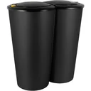 Doppeleimer für Mülltrennung - schwarzer Kunststoff 2x25L