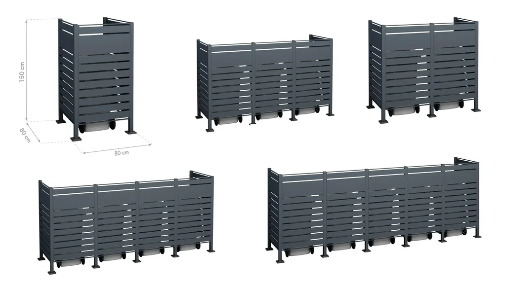 Mülltonnenverkleidung Planum 2er Box, 150 cm, antharzit