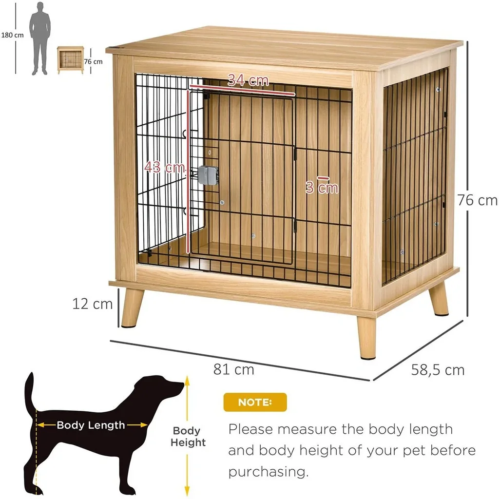 Hundekäfig aus Holz mit Tischoberfläche erhöhtes Design Hundebox für mittelgroße Hunde innen Zuhause Tierkäfig Haustier