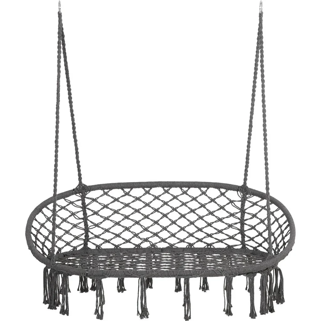 Hängesessel 2-persönlich - Boho-Stil - Grau - 130 x 70 x 35 cm