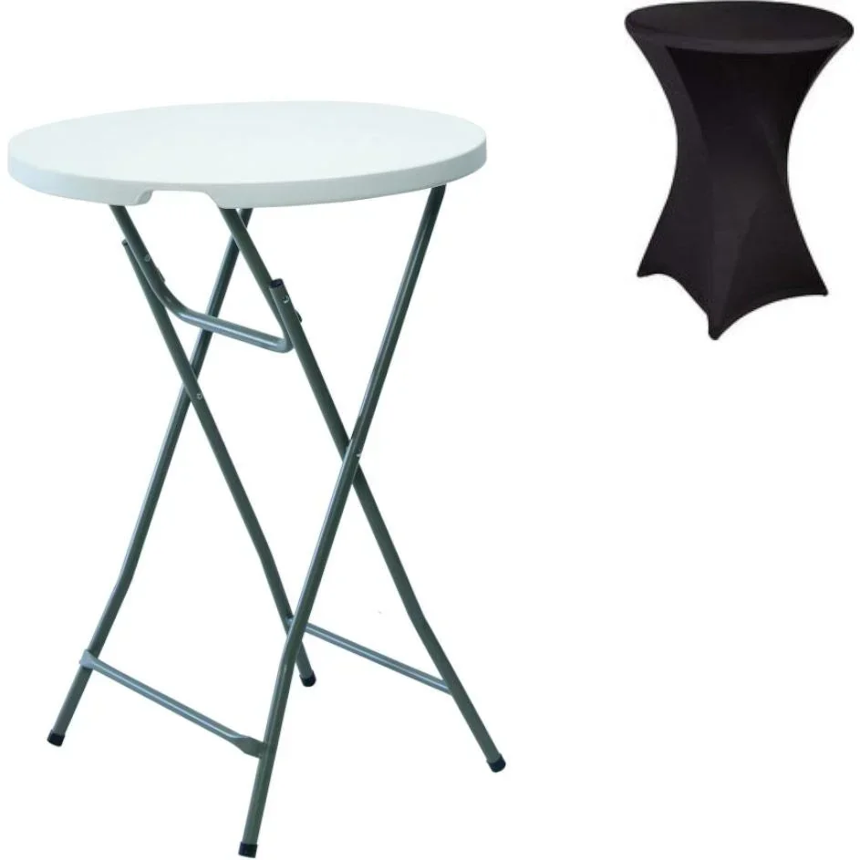 Klappbarer Tisch - 80 x 110 cm MIT schwarzem Bezug