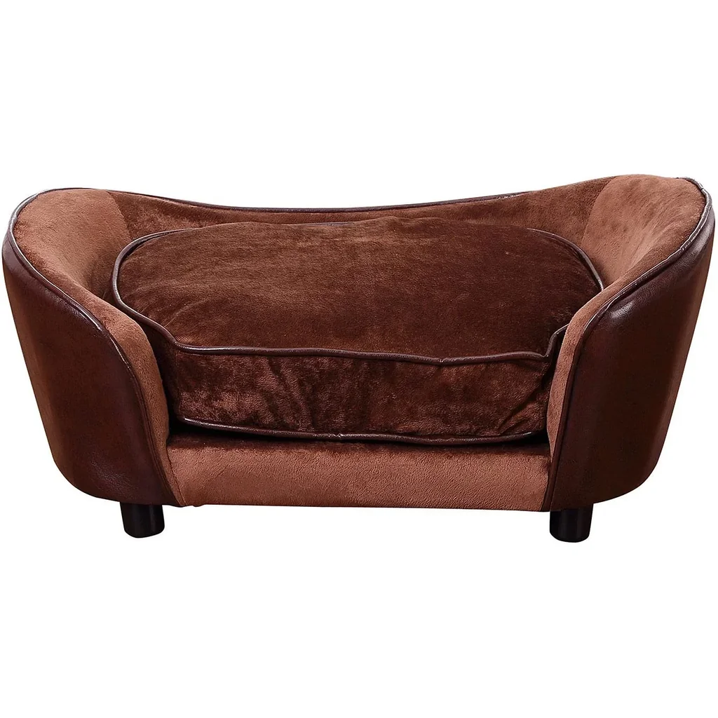 Hundematte Hundebett Hundesofa mit Kissen Rückentasche Kaffeebraun