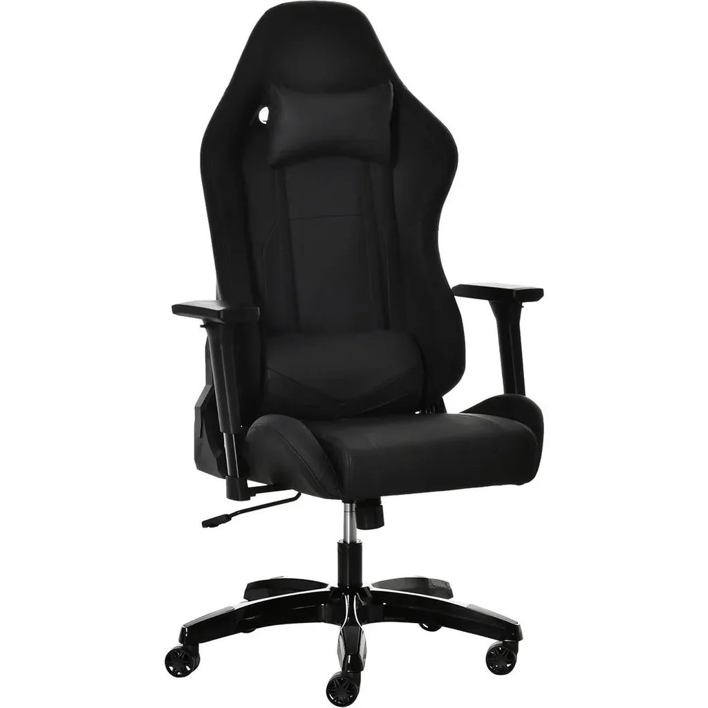 Gaming Stuhl mit Wipp- & Liegefunktion Bürostuhl ergonomischer Drehstuhl mit Kopfstütze Lendenkissen höhenverstellbar 90