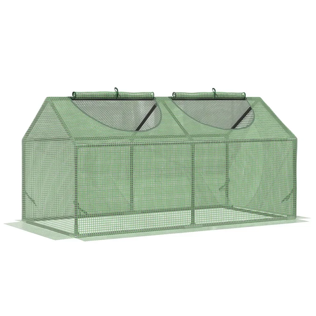 Polygewächshaus mit Fenster PE Gewächshaus Tomatenhaus Frühbeet 119 x 60 x 60 cm grün