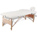 Klappbare Massageliege 2 Zonen mit Holzrahmen (creme)