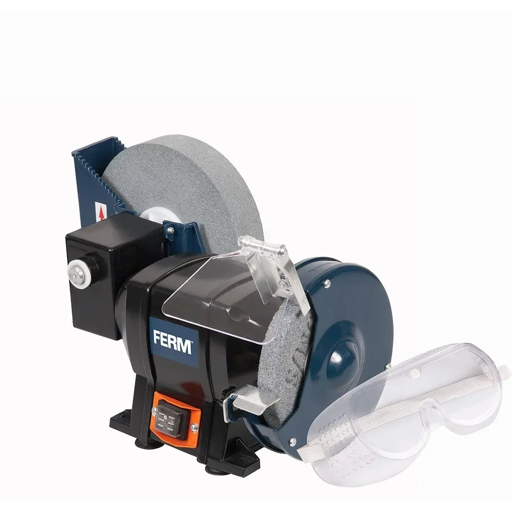 BGM1021 Doppelschleifmaschine 250W - 150mm - Nass und Trocken - Montierbar - Incl. 2 Schleifsteine (P80, P36), Schutzbr